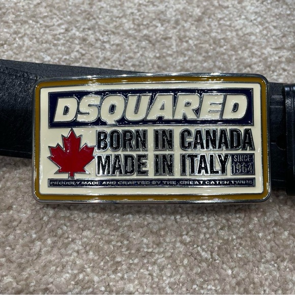 DSQUARED2 Black Leather Belt with Logo Buckle main image 4